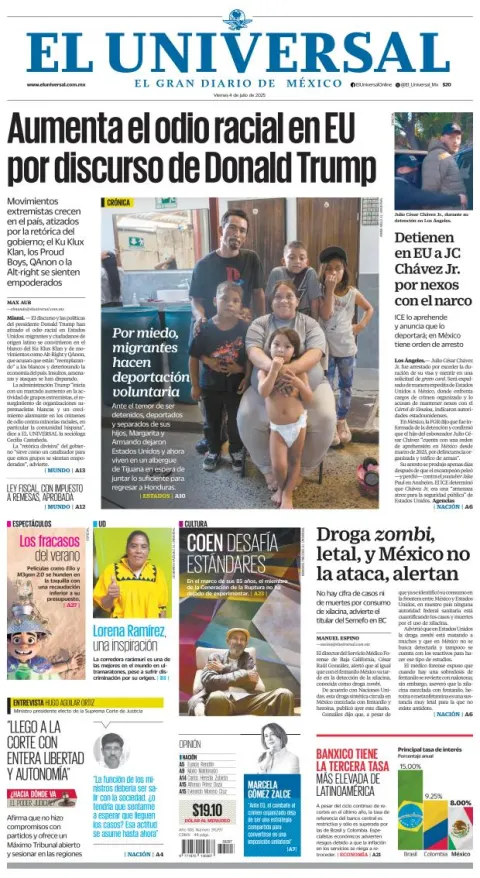 Portada de El Universal