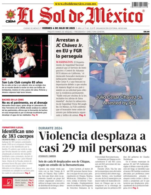 Portada de El Sol de Mexico