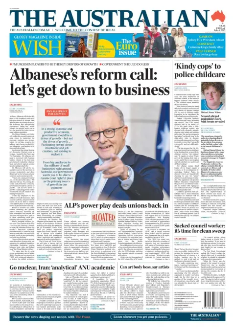 Portada de The Australian del viernes, 4 de julio de 2025