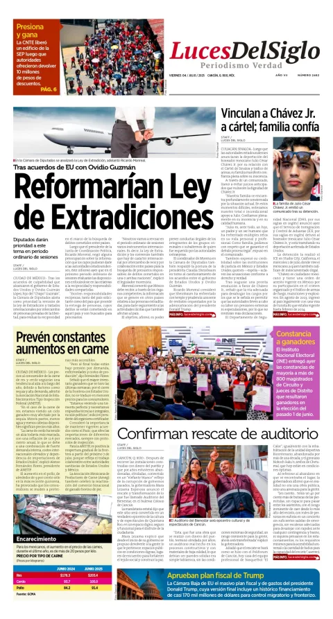 Portada de Luces del Siglo del viernes, 4 de julio de 2025