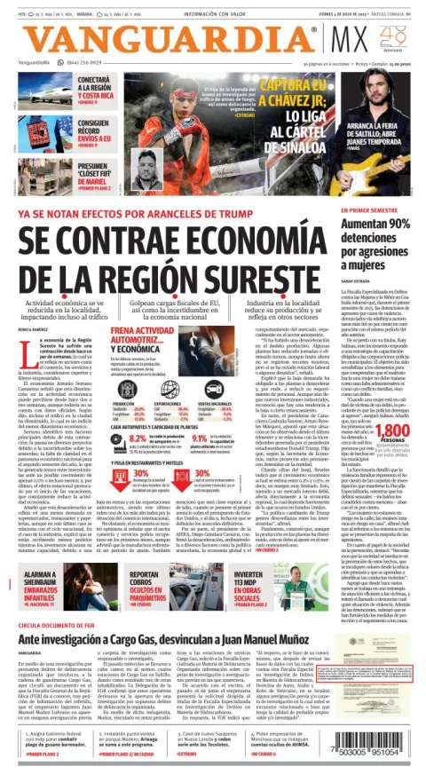 Portada de Vanguardia del viernes, 4 de julio de 2025