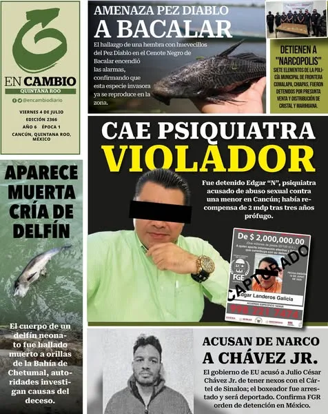 Portada de En Cambio - Quintana Roo (contraportada) del viernes, 4 de julio de 2025