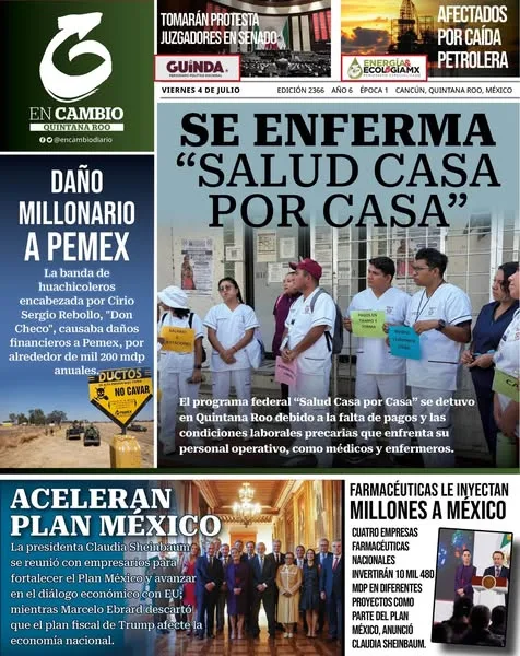 Portada de En Cambio - Quintana Roo (portada) del viernes, 4 de julio de 2025