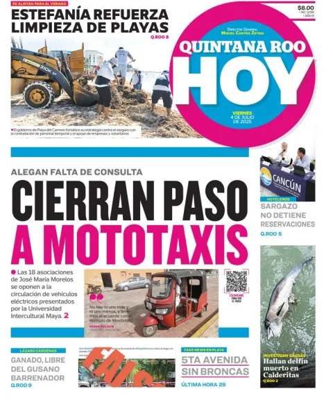Portada de Quintana Roo Hoy del 2025-07-04