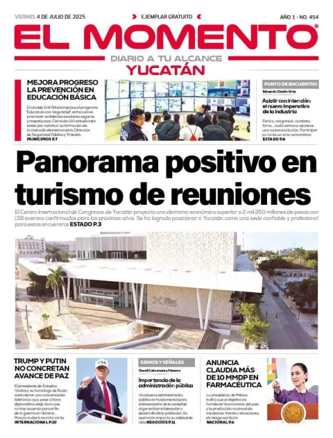 Portada de El Momento Yucatan del viernes, 4 de julio de 2025