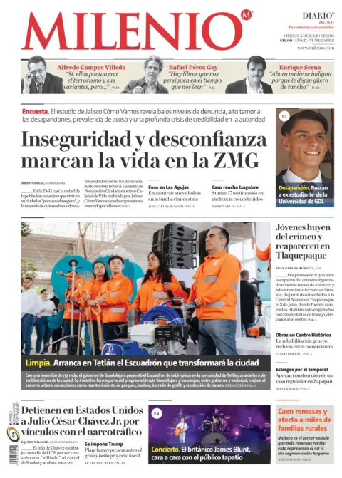 Portada de Milenio Jalisco del viernes, 4 de julio de 2025