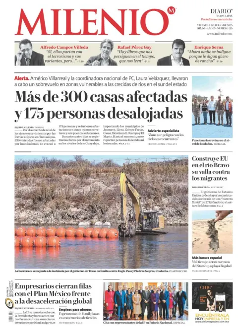 Portada de Milenio Tamaulipas del viernes, 4 de julio de 2025