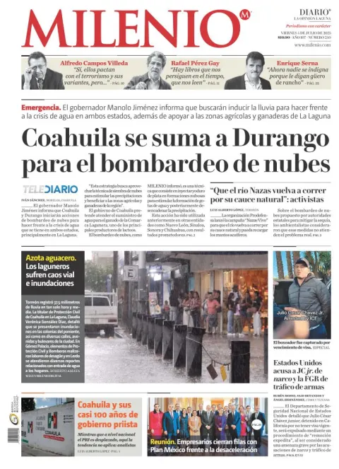 Portada de Milenio Laguna del viernes, 4 de julio de 2025
