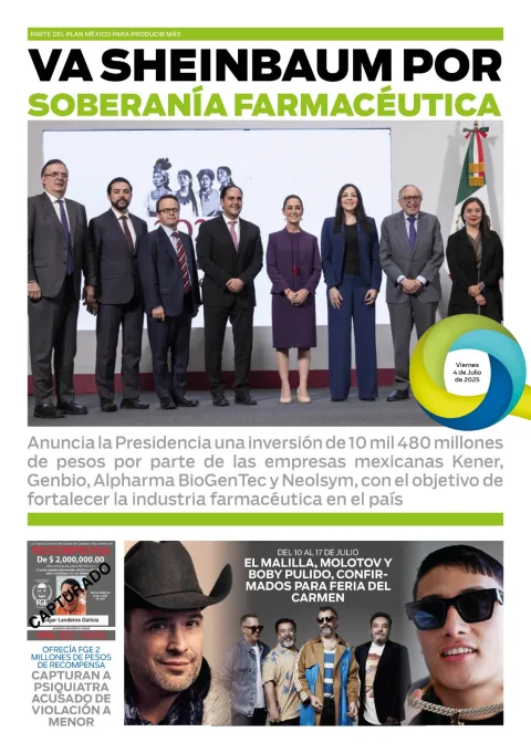 Portada de El Quintana Roo (contraportada) del viernes, 4 de julio de 2025