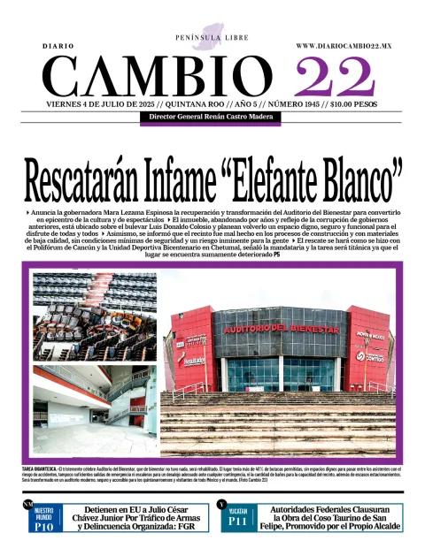 Portada de Diario Cambio 22 del 2025-07-04