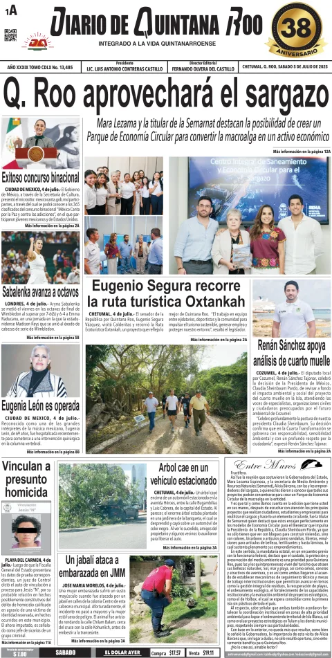 Portada de Diario de Quintana Roo (portada)
