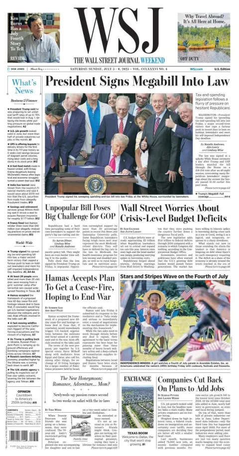 Portada de The Wall Street Journal