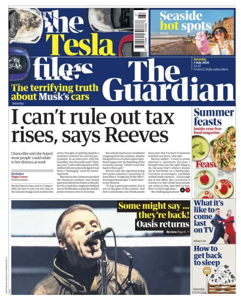 Portada de The Guardian (reino Unido)