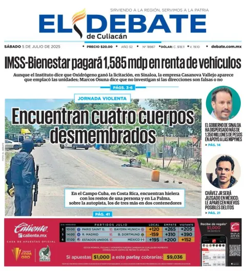Portada de El Debate de Culiacan