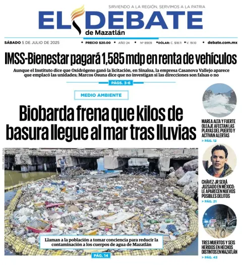 Portada de El Debate de Mazatlan