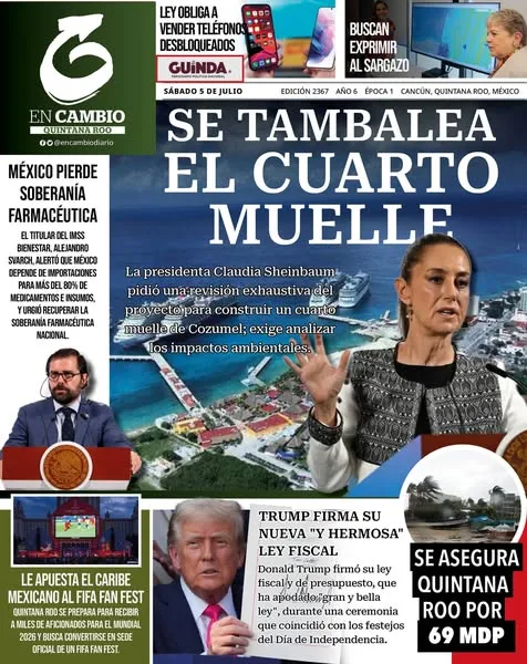 Portada de En Cambio - Quintana Roo (portada) del sábado, 5 de julio de 2025