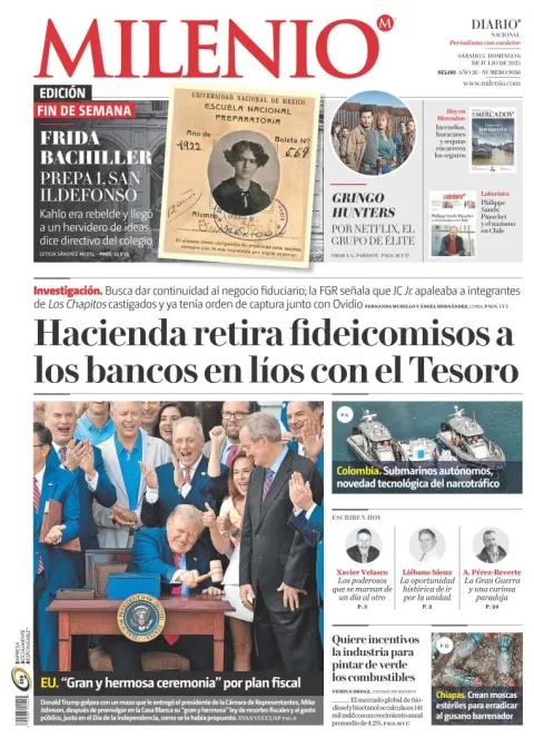 Portada de Milenio del sábado, 5 de julio de 2025