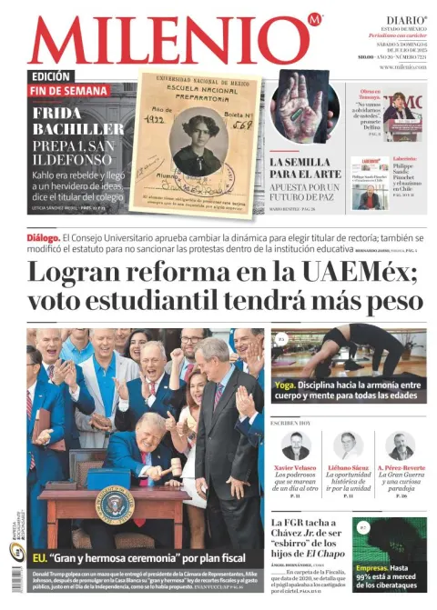 Portada de Milenio Edo de Mexico del sábado, 5 de julio de 2025