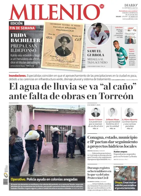 Portada de Milenio Laguna del sábado, 5 de julio de 2025