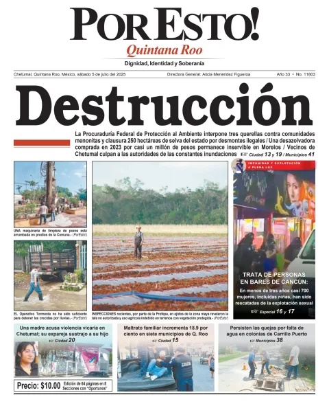 Portada de Por Esto (quintana Roo Chetumal) del sábado, 5 de julio de 2025