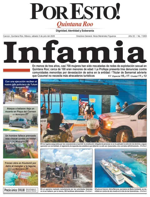 Portada de Por Esto (quintana Roo Cancun) del sábado, 5 de julio de 2025