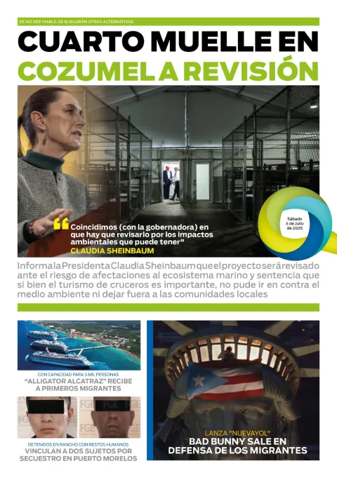 Portada de El Quintana Roo (contraportada) del sábado, 5 de julio de 2025