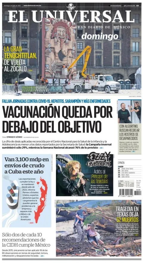 Portada de El Universal