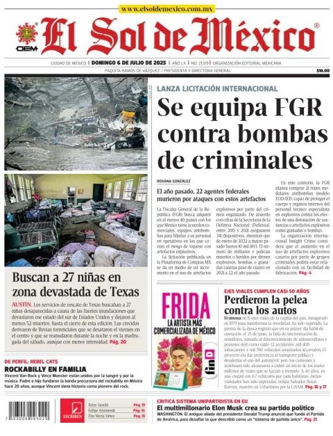 Portada de El Sol de Mexico