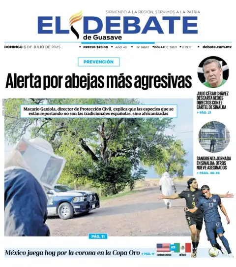 Portada de El Debate de Guasave del 2025-07-06