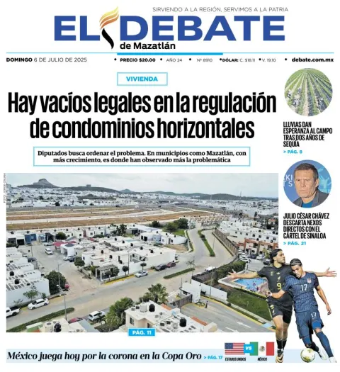 Portada de El Debate de Mazatlan del 2025-07-06