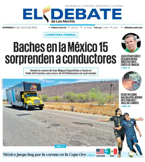 Portada de El Debate de los Mochis del 2025-07-06