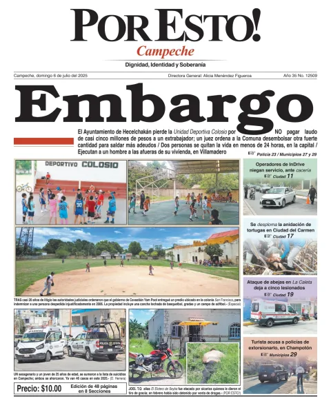 Portada de Por Esto (campeche) del domingo, 6 de julio de 2025