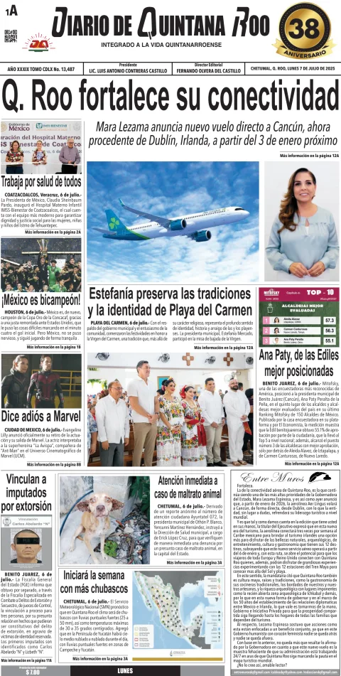 Portada de Diario de Quintana Roo (portada)