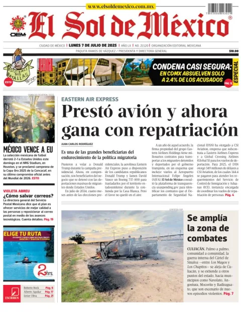 Portada de El Sol de Mexico