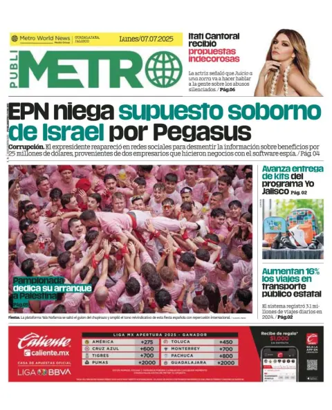 Portada de Publimetro Guadalajara del 2025-07-07