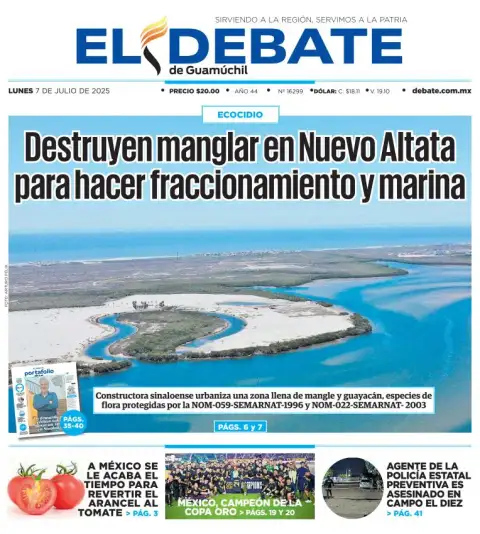 Portada de El Debate de Guamuchil