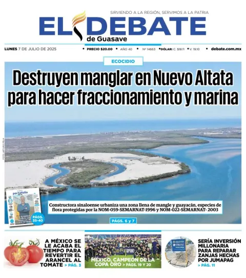 Portada de El Debate de Guasave del 2025-07-07