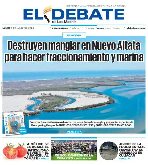 Portada de El Debate de los Mochis del 2025-07-07