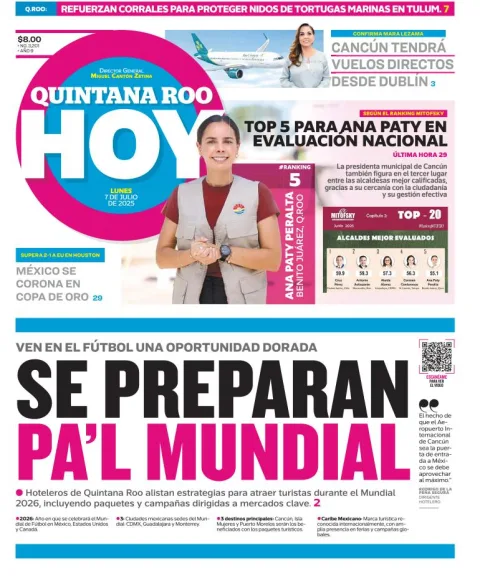 Portada de Quintana Roo Hoy del 2025-07-07