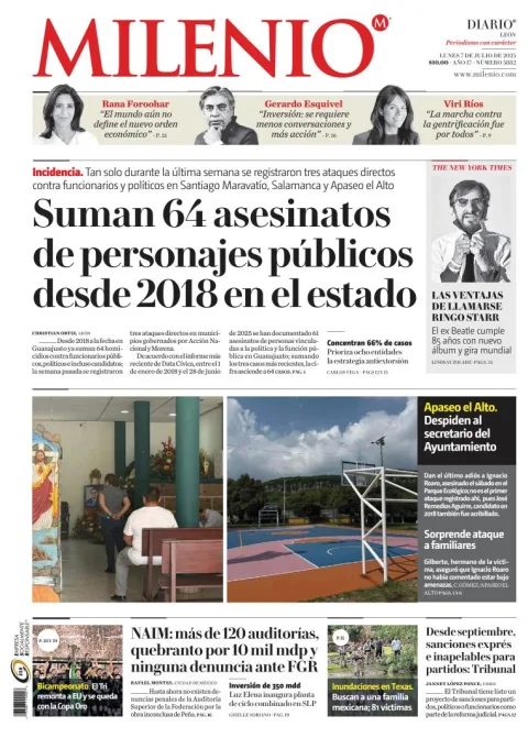 Portada de Milenio Leon del lunes, 7 de julio de 2025
