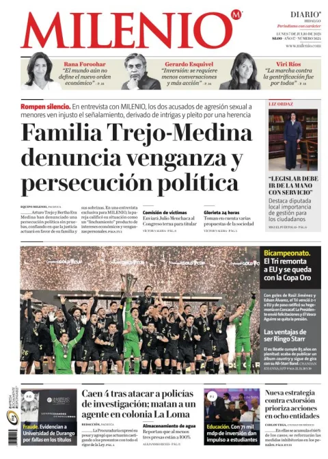 Portada de Milenio Hidalgo del lunes, 7 de julio de 2025