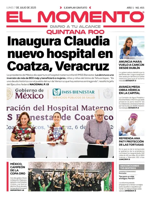 Portada de El Momento Quintana Roo del lunes, 7 de julio de 2025