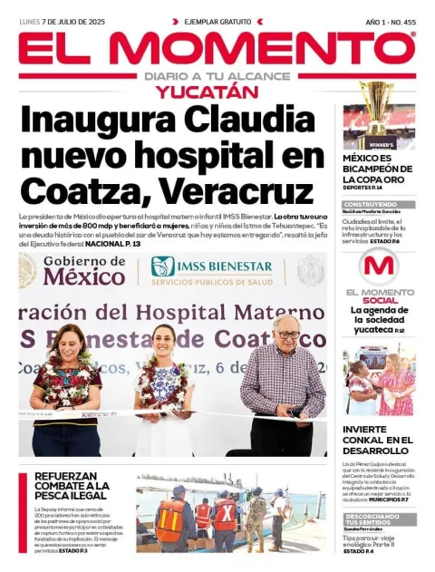 Portada de El Momento Yucatan del lunes, 7 de julio de 2025