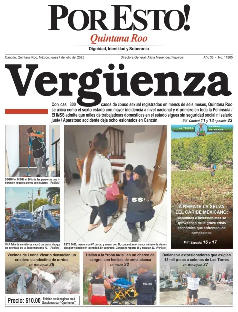 Portada de Por Esto (quintana Roo Cancun) del lunes, 7 de julio de 2025
