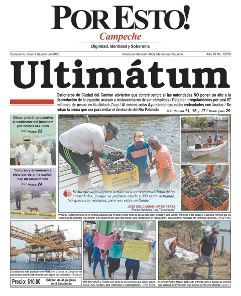 Portada de Por Esto (campeche) del lunes, 7 de julio de 2025