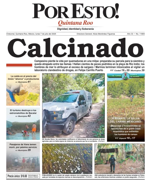 Portada de Por Esto (quintana Roo Chetumal) del lunes, 7 de julio de 2025