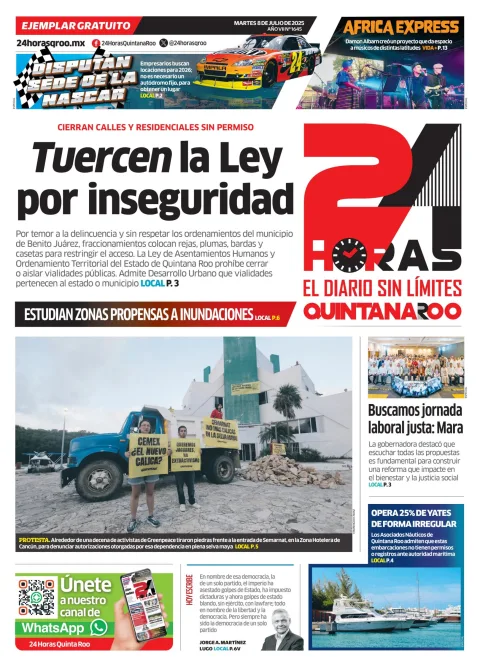 Portada de 24 Horas Quintana Roo
