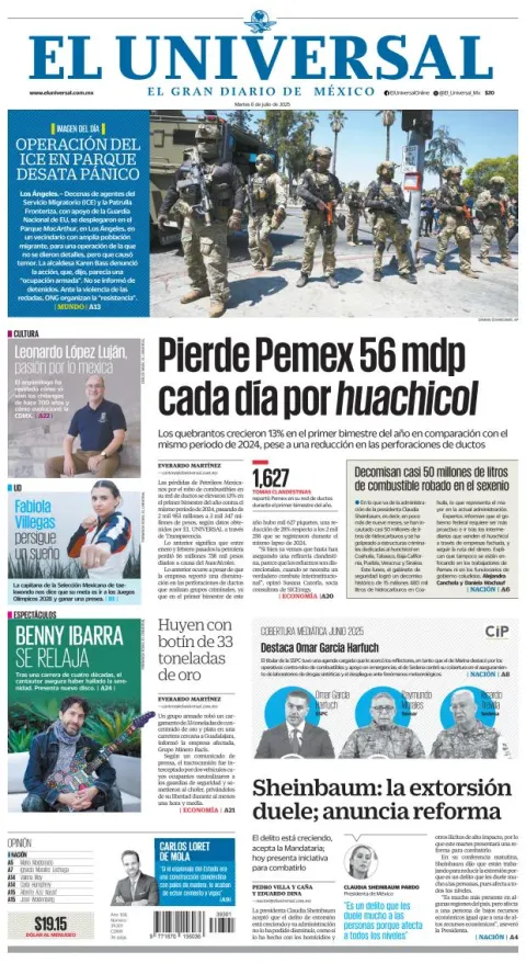 Portada de El Universal