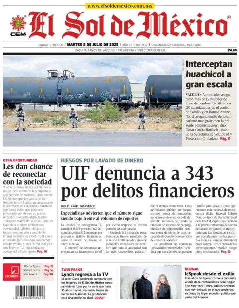 Portada de El Sol de Mexico