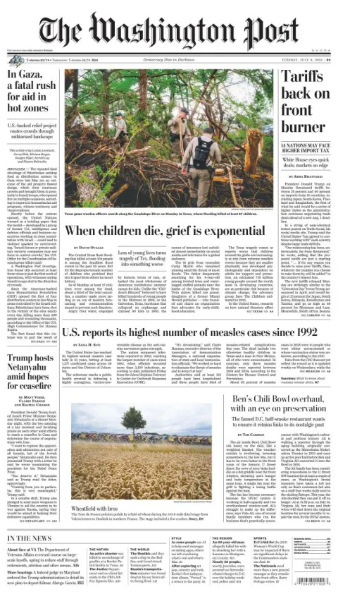 Portada de The Washington Post del martes, 8 de julio de 2025
